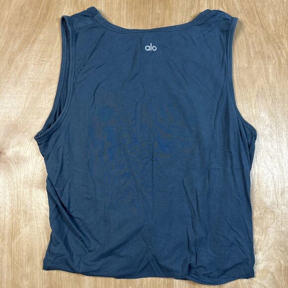 Alo Yoga Women’s Large Blue Twist Front Sleeveless Tank Top Size Large - Picture 4 of 5